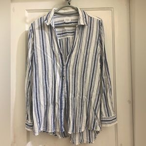 Sigrid Olsen - size Medium, Blue and White stripe blouse (never worn)
